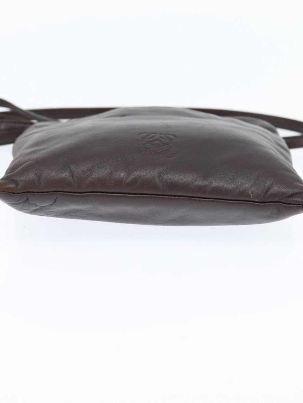 Authentic LOEWE Anagram Pouch Shoulder Bag Leather Dark Brown - Picture 12 of 16